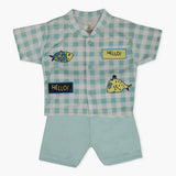 Newborn Boys Half Sleeves Suit - Cyan, Newborn Boys Sets & Suits, Chase Value, Chase Value