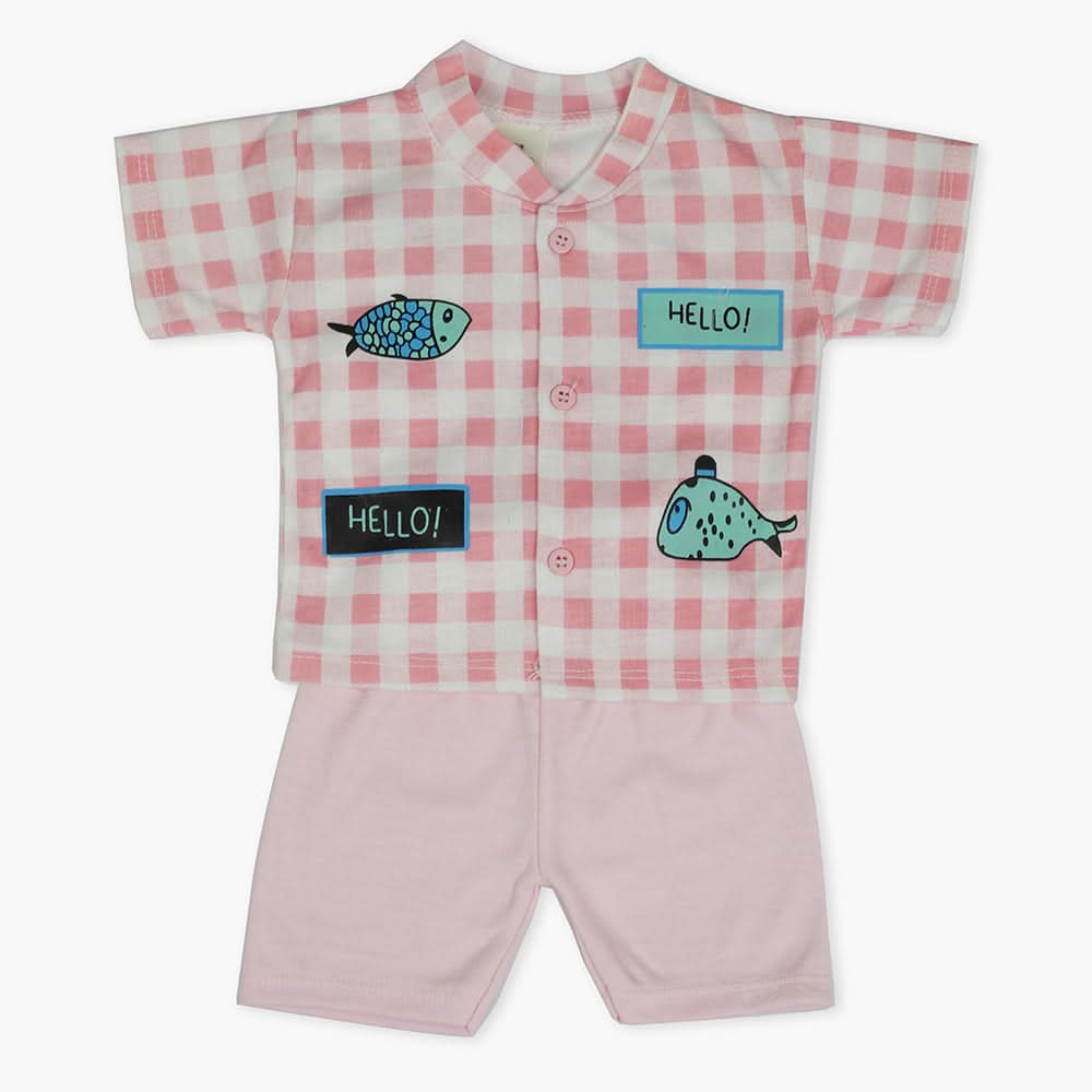 Newborn Boys Half Sleeves Suit - Pink, Newborn Boys Sets & Suits, Chase Value, Chase Value