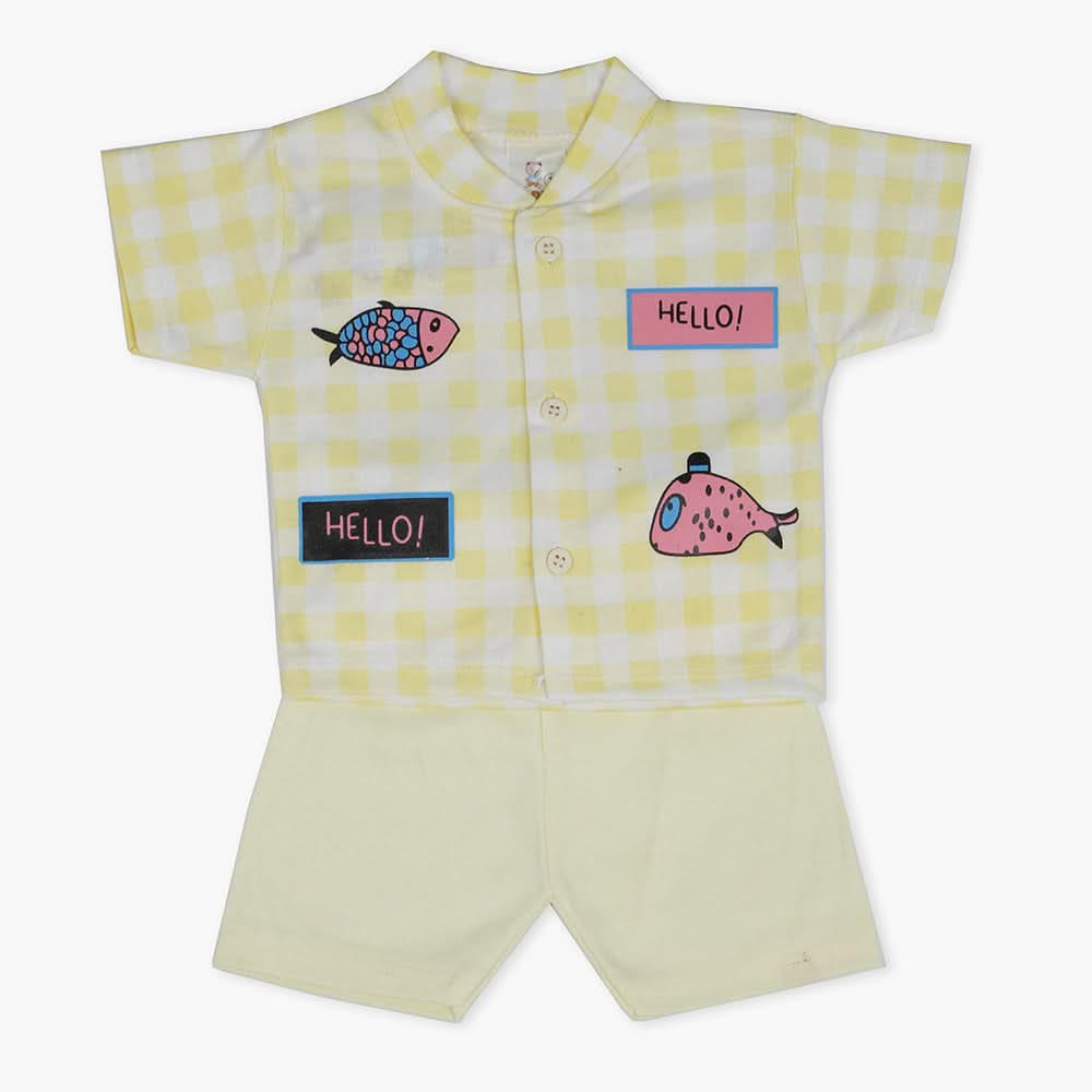 Newborn Boys Half Sleeves Suit - Yellow, Newborn Boys Sets & Suits, Chase Value, Chase Value