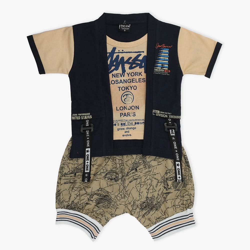 Boys Half Sleeves Suit - Navy Blue, Boys Sets & Suits, Chase Value, Chase Value