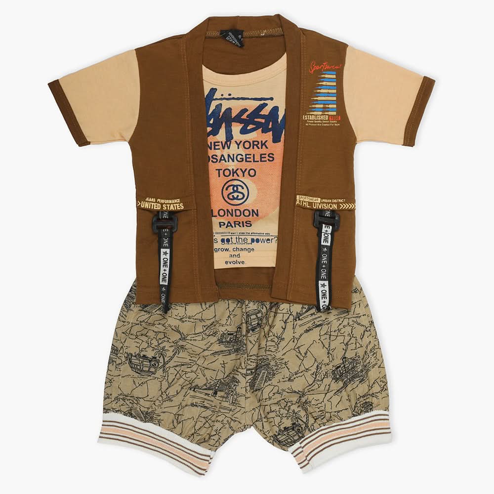 Boys Half Sleeves Suit - Brown, Boys Sets & Suits, Chase Value, Chase Value