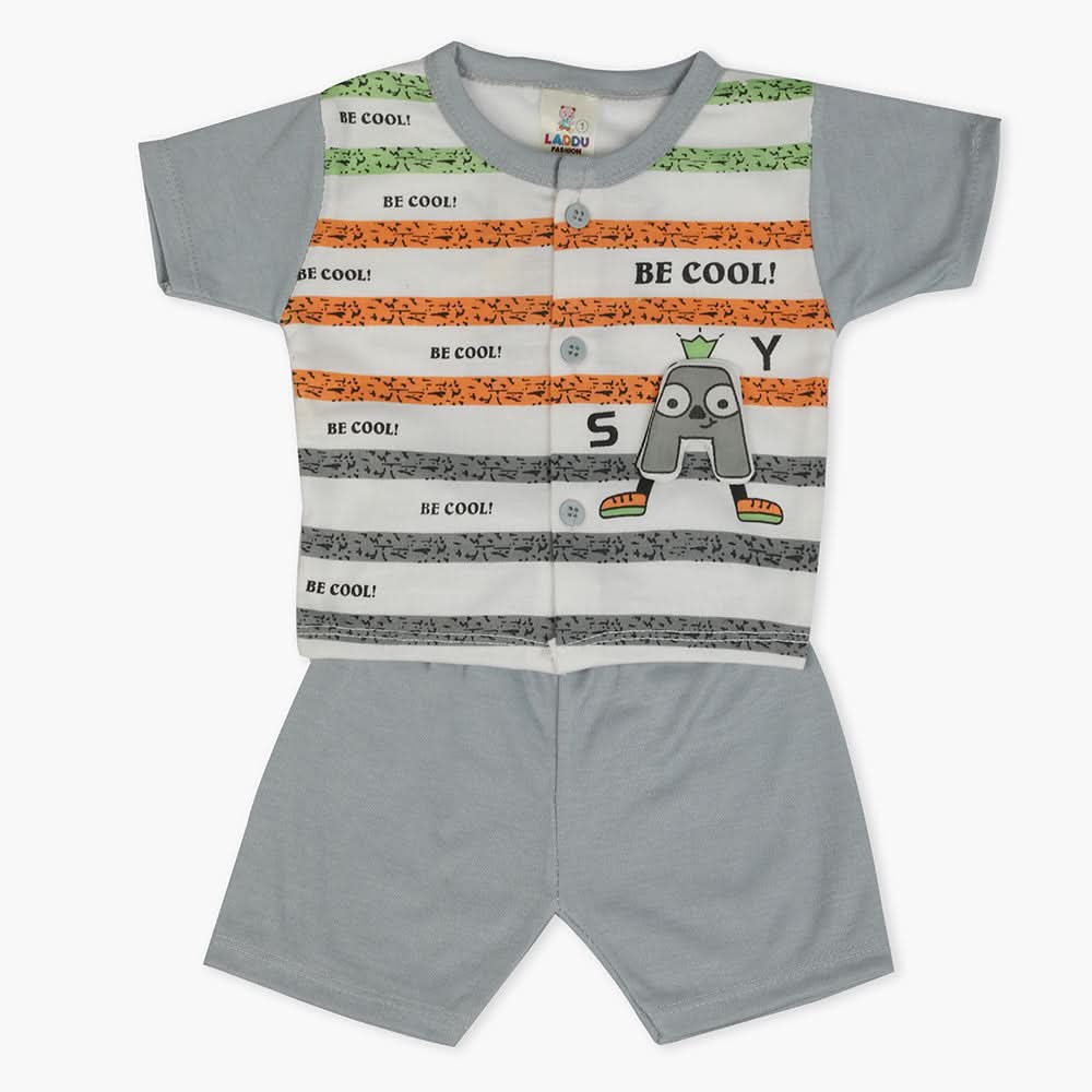 Newborn Boys Half Sleeves Suit - Grey, Newborn Boys Sets & Suits, Chase Value, Chase Value