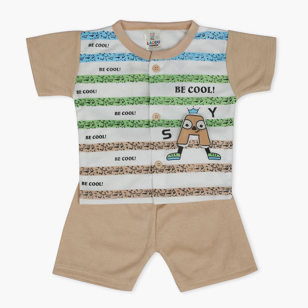 Newborn Boys Half Sleeves Suit - Light Brown, Newborn Boys Sets & Suits, Chase Value, Chase Value