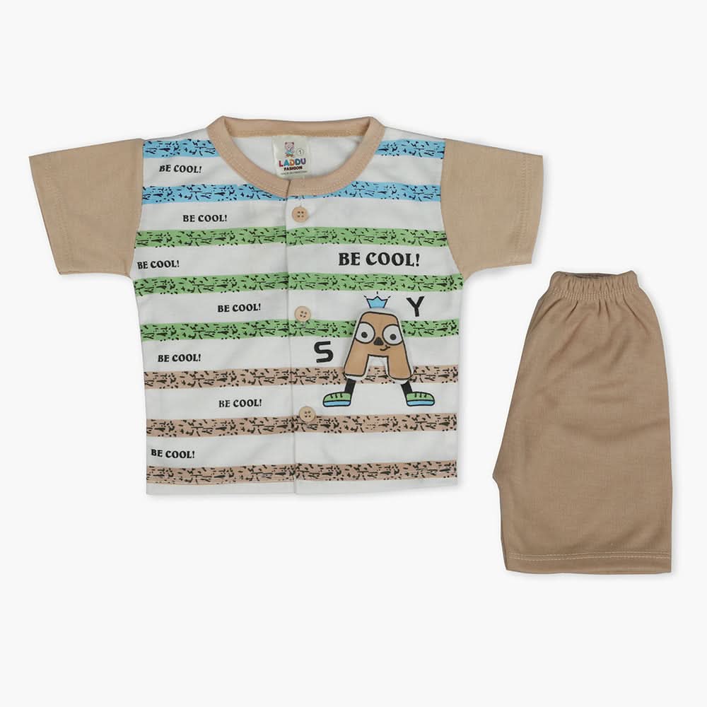 Newborn Boys Half Sleeves Suit - Light Brown, Newborn Boys Sets & Suits, Chase Value, Chase Value