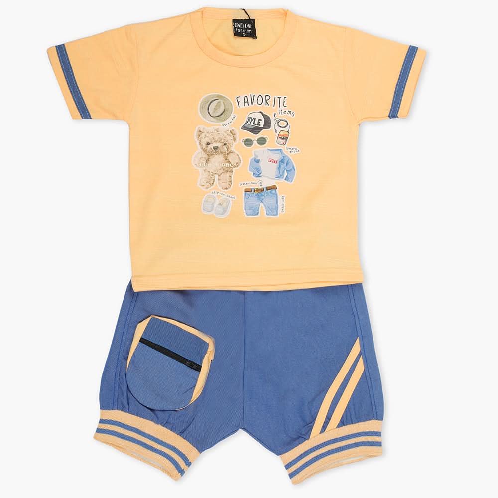 Boys Half Sleeves Short Suit - Peach, Boys Sets & Suits, Chase Value, Chase Value
