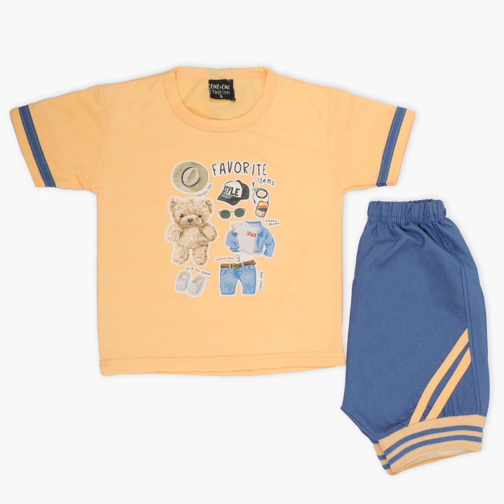 Boys Half Sleeves Short Suit - Peach, Boys Sets & Suits, Chase Value, Chase Value