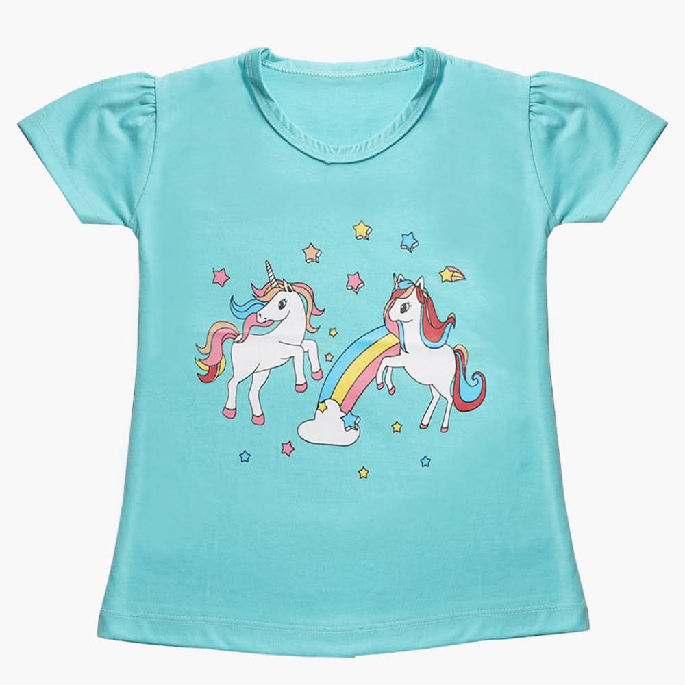 Girls Half Sleeves T-Shirt - Light Blue, Girls T-Shirts, Chase Value, Chase Value