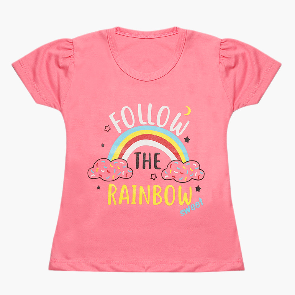 Girls Half Sleeves T-Shirt - Light Pink, Girls T-Shirts, Chase Value, Chase Value