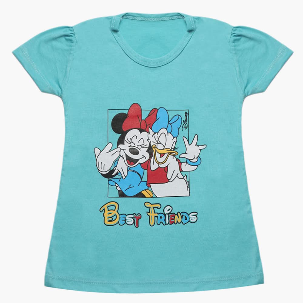 Girls Half Sleeves T-Shirt - Light Blue, Girls T-Shirts, Chase Value, Chase Value