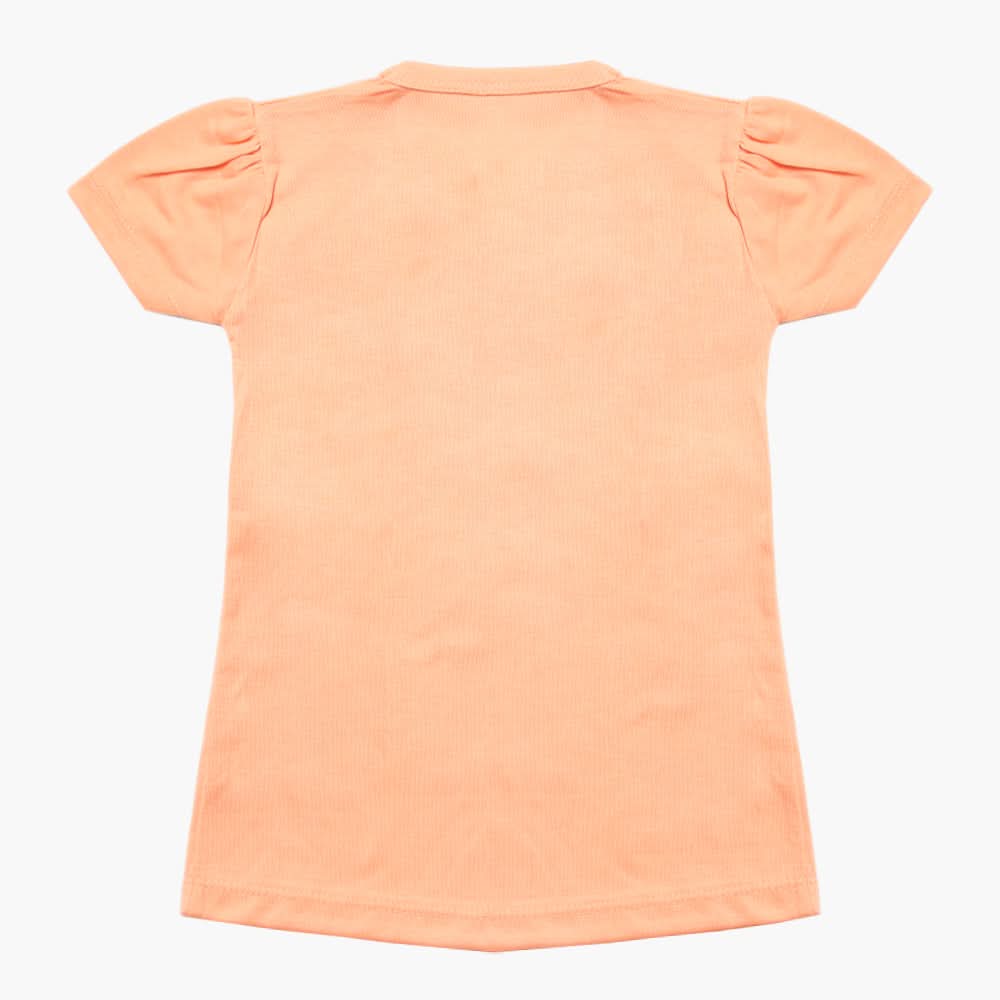 Girls Half Sleeves T-Shirt - Peach, Girls T-Shirts, Chase Value, Chase Value