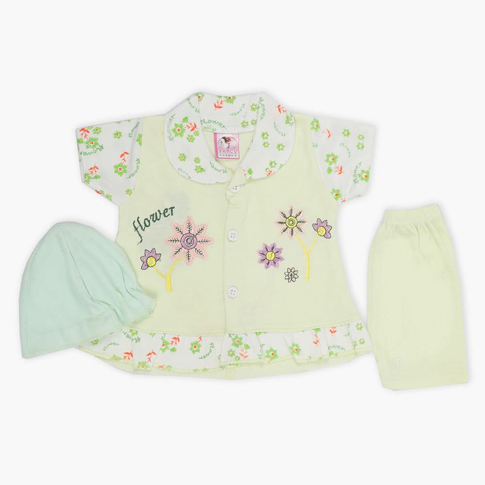 Newborn Girls Half Sleeves Suit - Light Green, Newborn Girls Sets & Suits, Chase Value, Chase Value