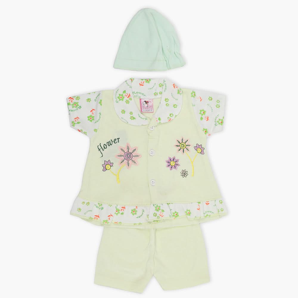 Newborn Girls Half Sleeves Suit - Light Green, Newborn Girls Sets & Suits, Chase Value, Chase Value