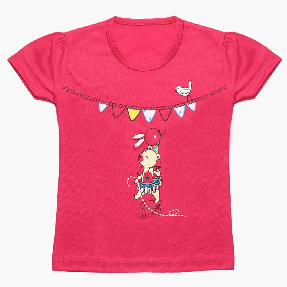 Girls Half Sleeves T-Shirt - Dark Pink, Girls T-Shirts, Chase Value, Chase Value