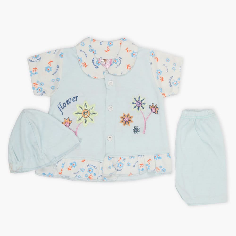 Newborn Girls Half Sleeves Suit - Light Blue, Newborn Girls Sets & Suits, Chase Value, Chase Value