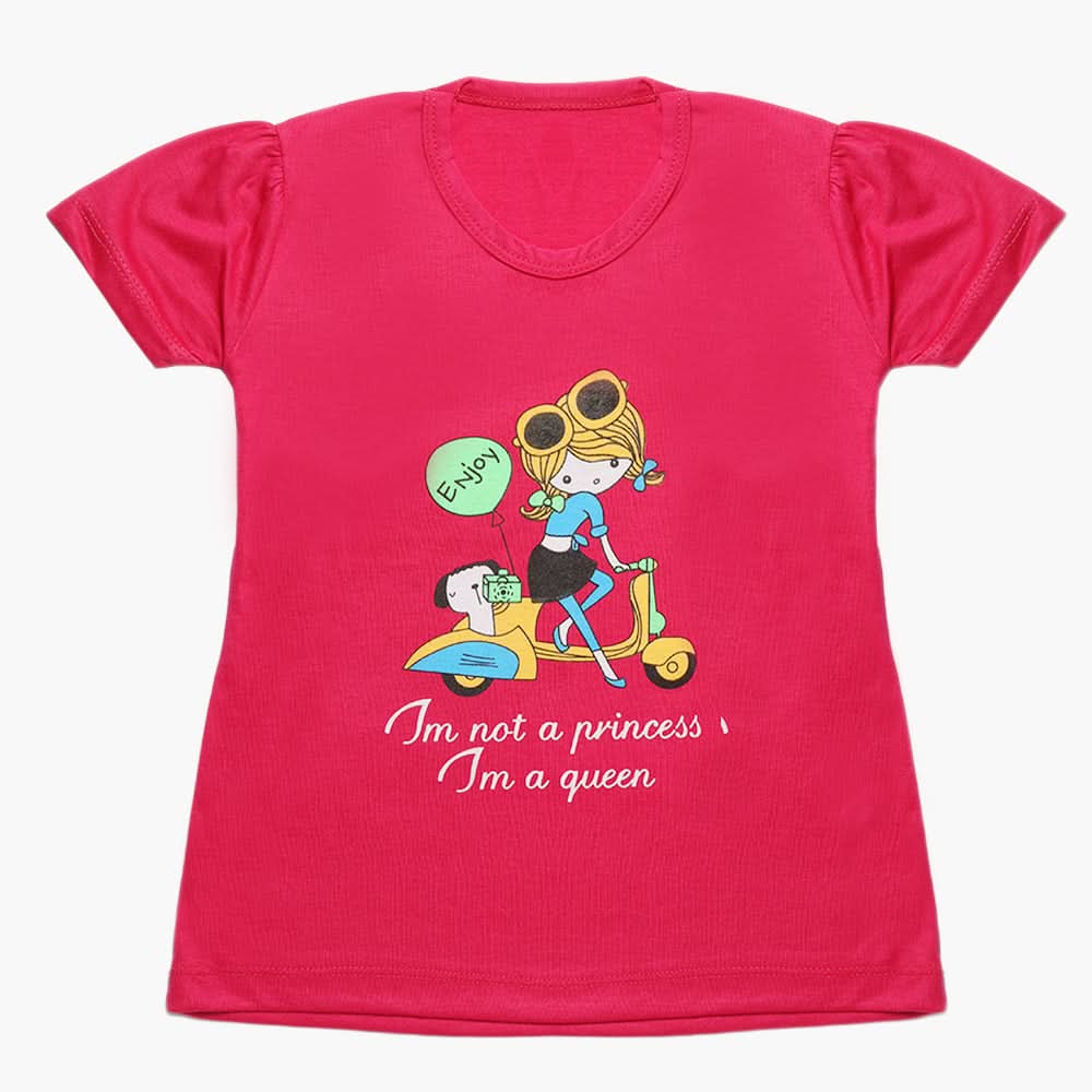 Girls Half Sleeves T-Shirt - Dark Pink, Girls T-Shirts, Chase Value, Chase Value