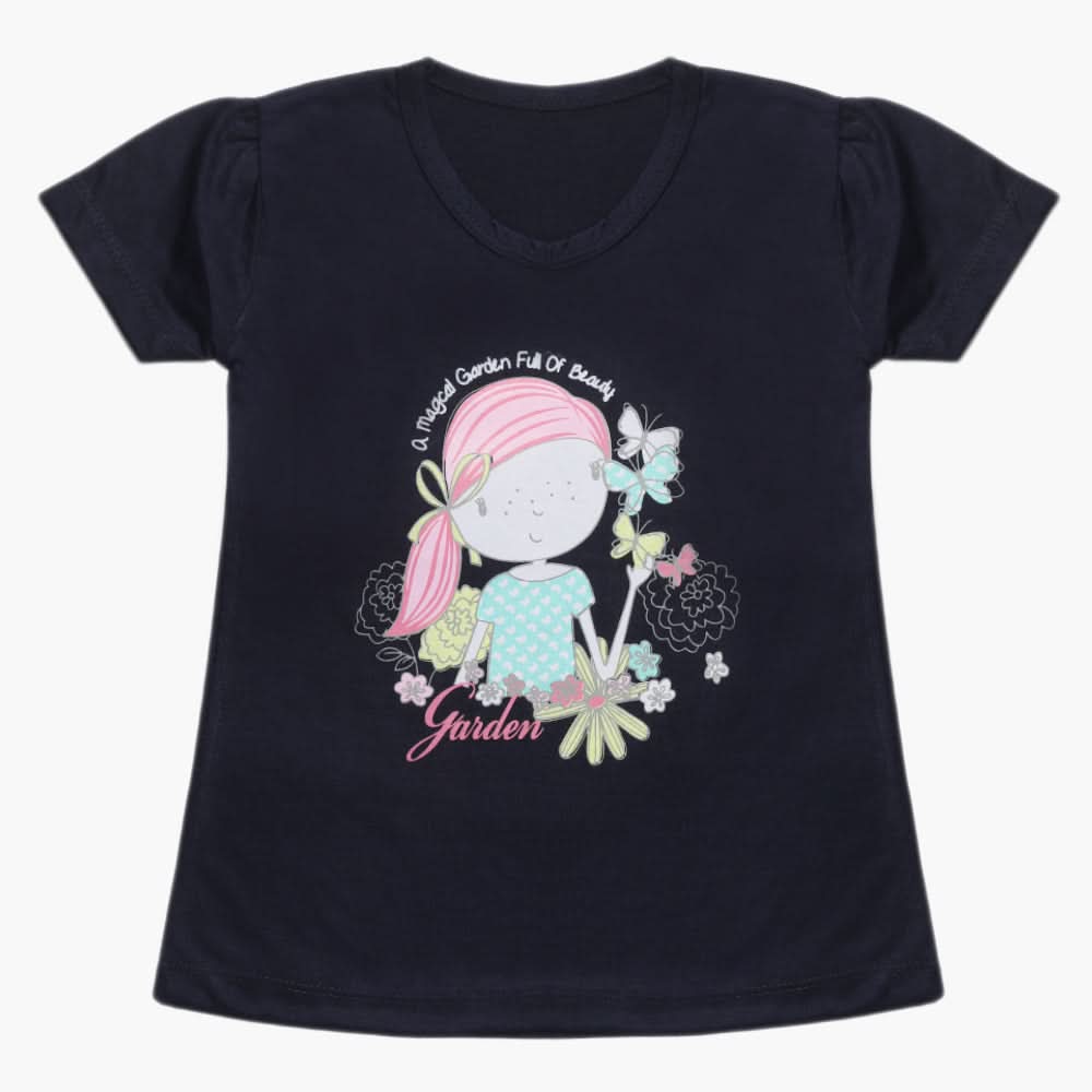 Girls Half Sleeves T-Shirt - Navy Blue, Girls T-Shirts, Chase Value, Chase Value
