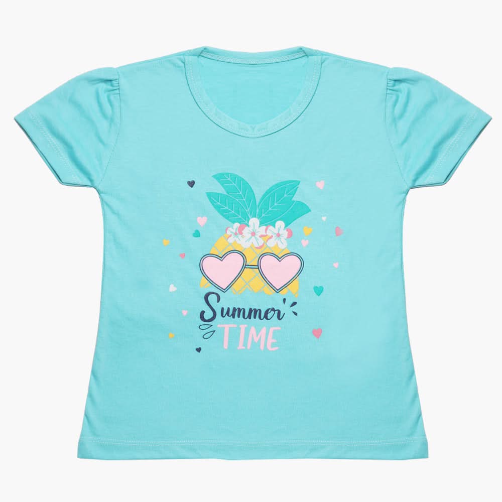 Girls Half Sleeves T-Shirt - Light Blue, Girls T-Shirts, Chase Value, Chase Value