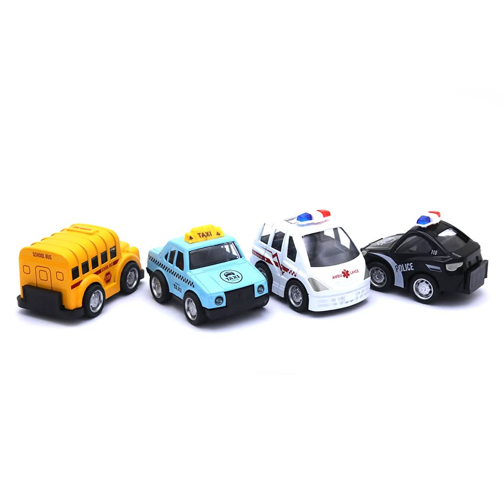 Pull Back Die Cast Police Car 4Pcs - Multi, Kids, Non-Remote Control, Chase Value, Chase Value