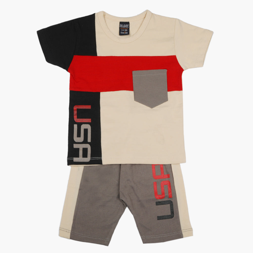 Boys Half Sleeves Suit - Fawn, Boys Sets & Suits, Chase Value, Chase Value