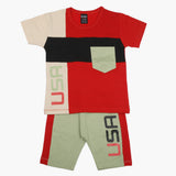 Boys Half Sleeves Suit - Red, Boys Sets & Suits, Chase Value, Chase Value
