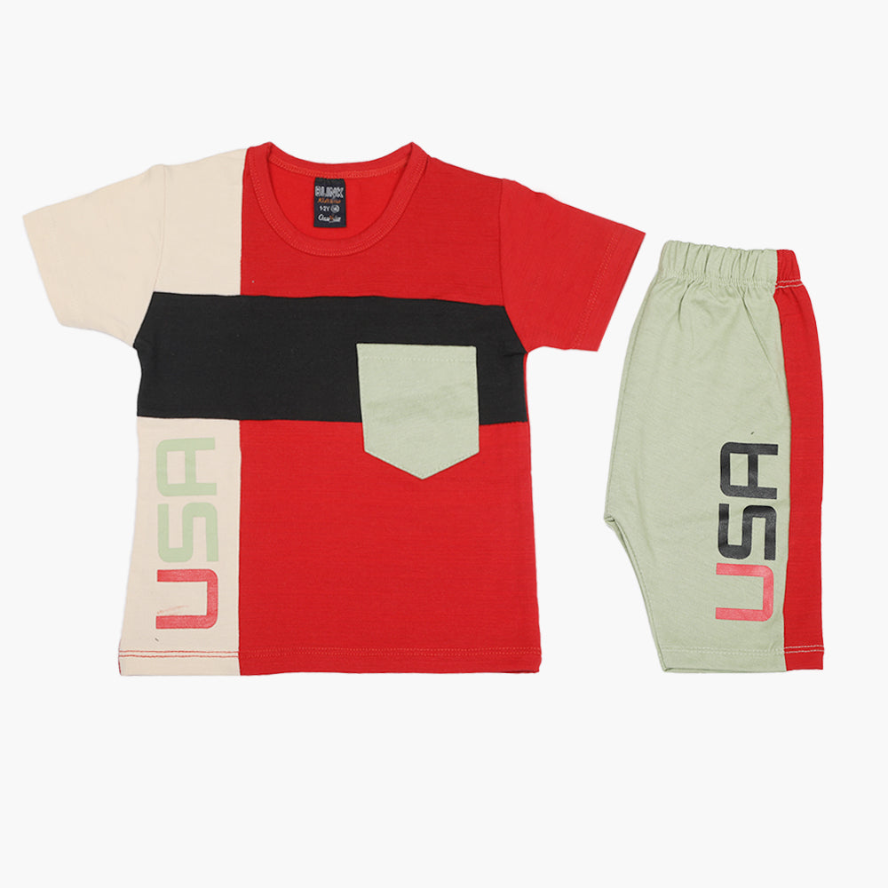 Boys Half Sleeves Suit - Red, Boys Sets & Suits, Chase Value, Chase Value