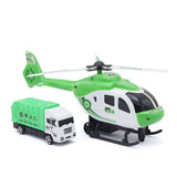 Pull Back Helicopter With Free Wheel Truck Pvc Platform 1617 - Green, Kids, Non-Remote Control, Chase Value, Chase Value