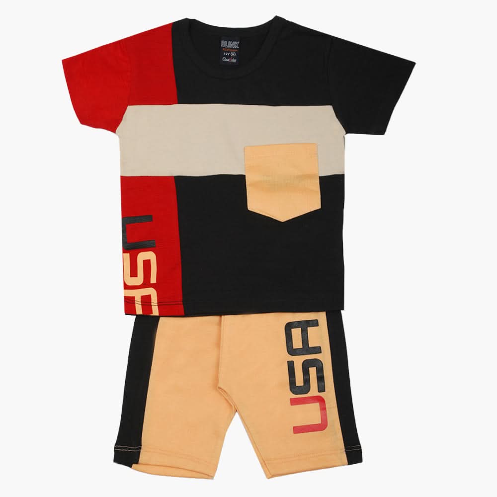 Boys Half Sleeves Suit - Black, Boys Sets & Suits, Chase Value, Chase Value