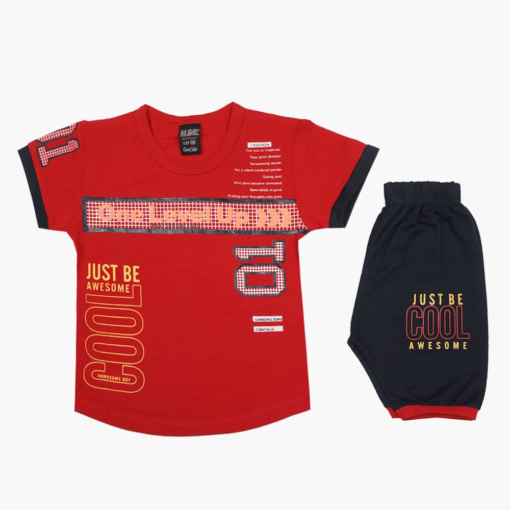 Boys Half Sleeves Suit - Red, Boys Sets & Suits, Chase Value, Chase Value