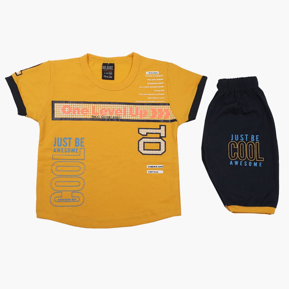 Boys Half Sleeves Suit - Mustard, Boys Sets & Suits, Chase Value, Chase Value
