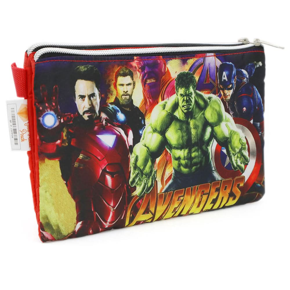 Pencil Pouch Two Zipper - Red, Kids, Pencil Boxes And Stationery Sets, Chase Value, Chase Value