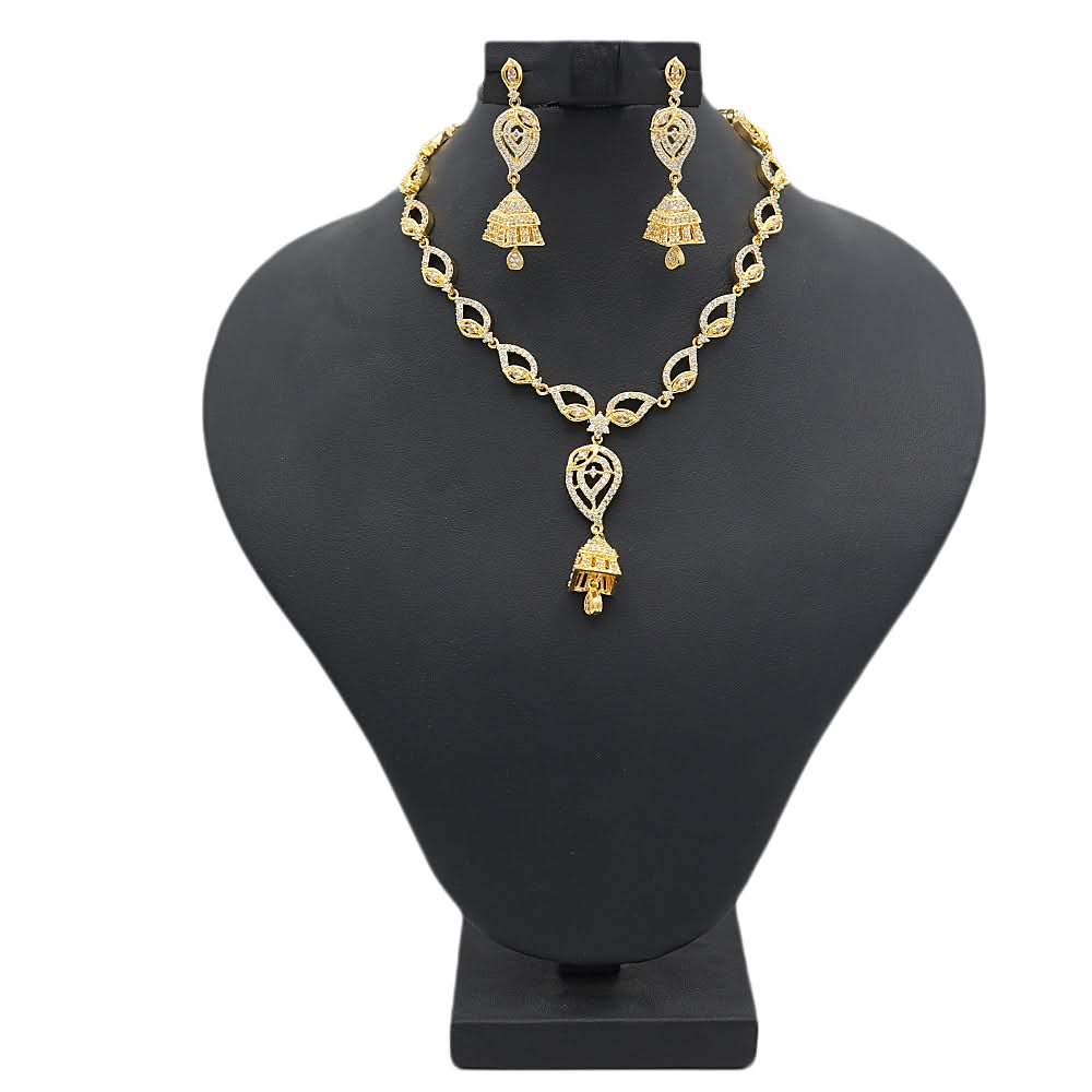 Women's American Diamond Necklace Set - Golden, Women, Jewellery Set, Chase Value, Chase Value
