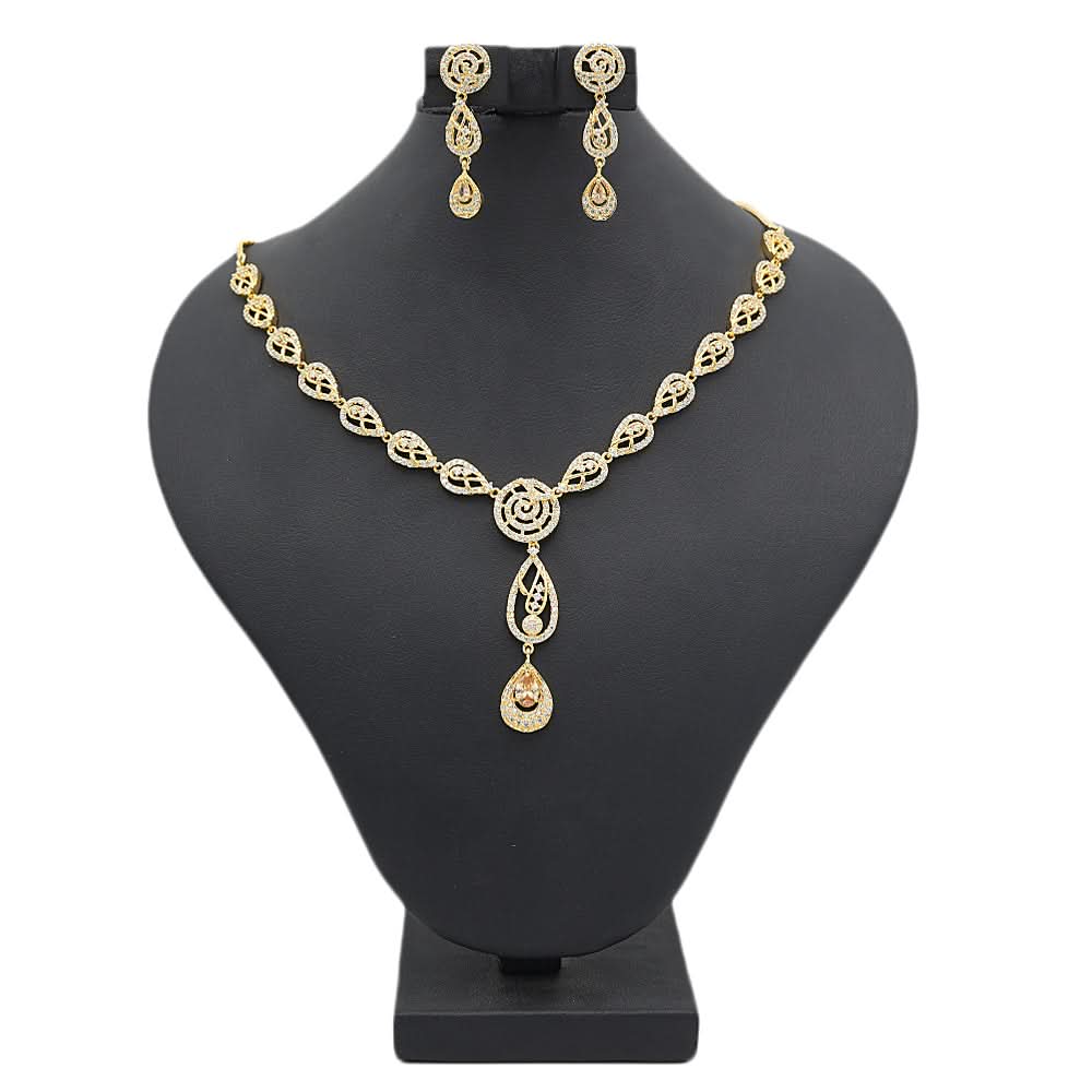 Women's American Diamond Necklace Set - Copper, Women, Jewellery Set, Chase Value, Chase Value