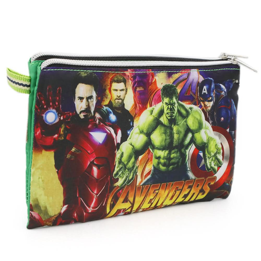 Pencil Pouch Two Zipper - Green, Kids, Pencil Boxes And Stationery Sets, Chase Value, Chase Value