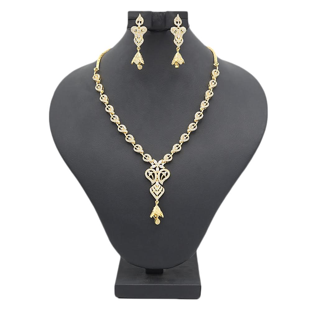 Women's American Diamond Necklace Set - Golden, Women, Jewellery Set, Chase Value, Chase Value