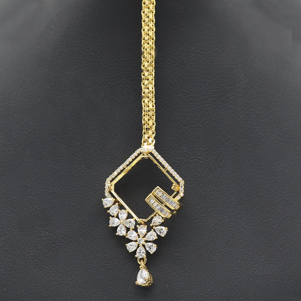 Women's American Diamond Head Tikka - Golden, Women, Hair And Head Jewellery, Chase Value, Chase Value