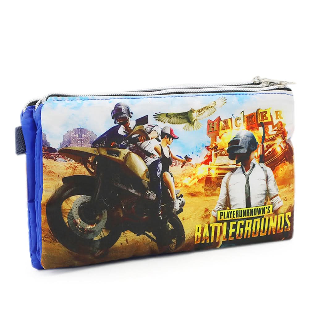 Pencil Pouch Three Zipper - Blue, Pencil Boxes & Stationery Sets, Chase Value, Chase Value
