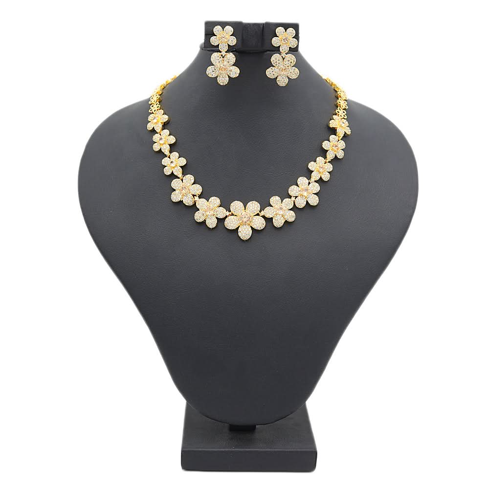 Women's American Diamond Bridal Set - Golden, Women, Jewellery Set, Chase Value, Chase Value