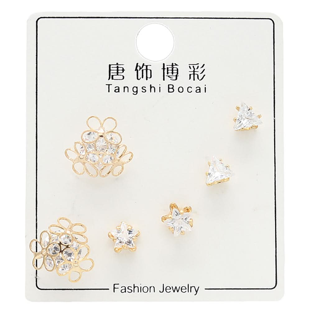 Women's Ear Tops Pack of 3 - Golden, Women, Earrings & Tops, Chase Value, Chase Value