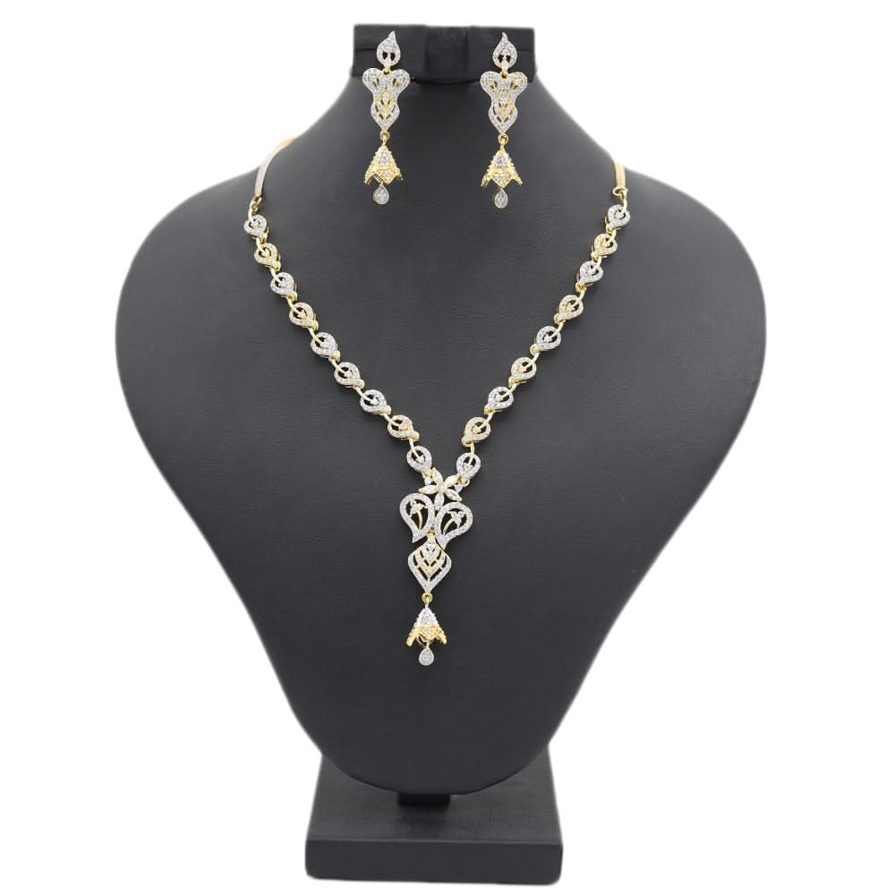 Women's American Diamond Necklace Set - Golden & Silver, Women, Jewellery Set, Chase Value, Chase Value