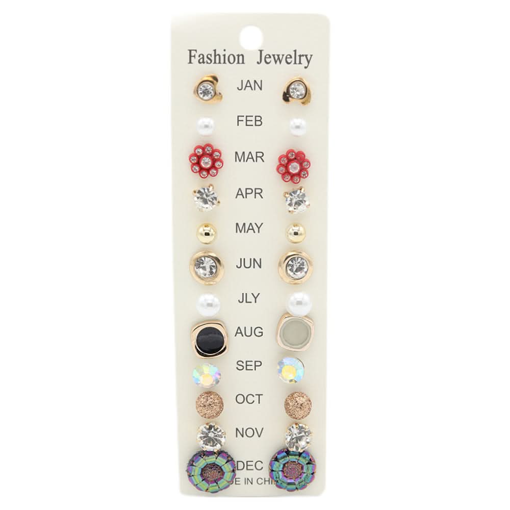 Women's Ear Tops Card 12 Pairs - Multi, Women, Earrings & Tops, Chase Value, Chase Value