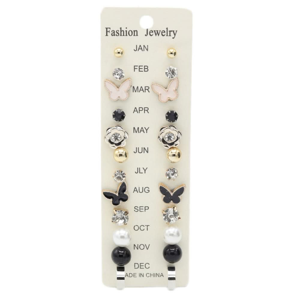 Women's Ear Tops Card 12 Pairs - Multi, Women, Earrings & Tops, Chase Value, Chase Value