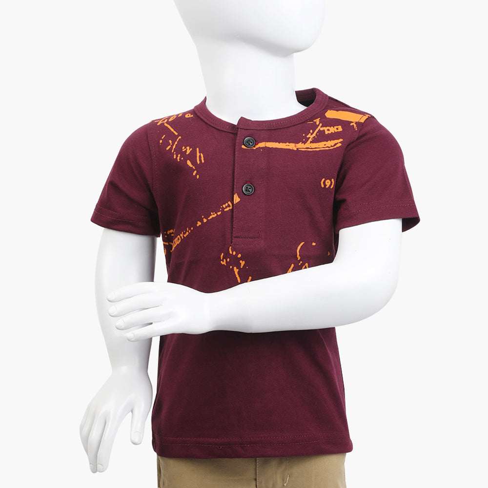 Boys Half Sleeves T-Shirt - Maroon, Boys T-Shirts, Chase Value, Chase Value