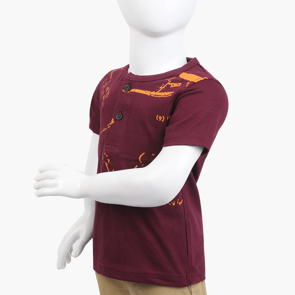 Boys Half Sleeves T-Shirt - Maroon, Boys T-Shirts, Chase Value, Chase Value