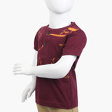 Boys Half Sleeves T-Shirt - Maroon, Boys T-Shirts, Chase Value, Chase Value