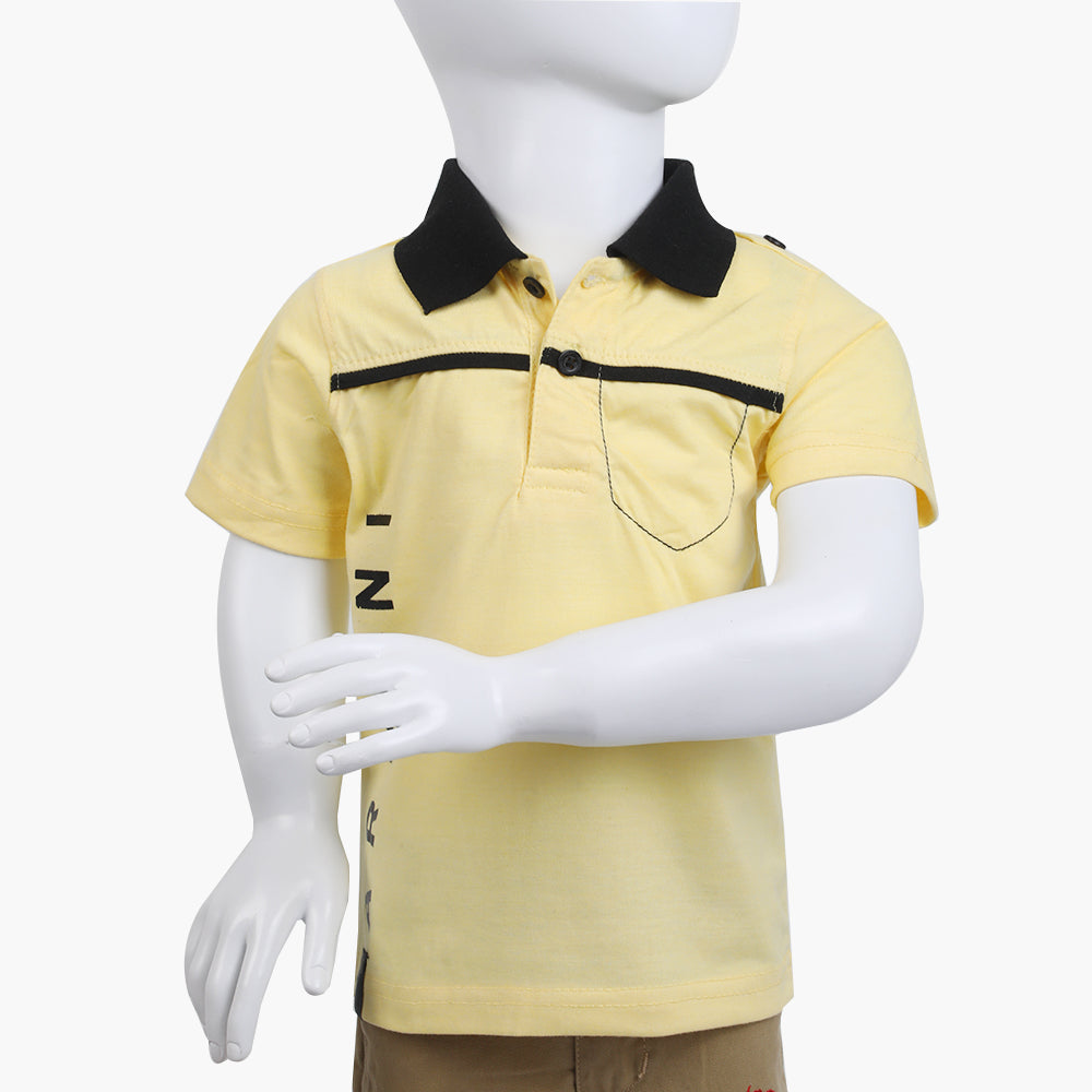 Boys Half Sleeves Polo T-Shirt - Lemon, Boys T-Shirts, Chase Value, Chase Value