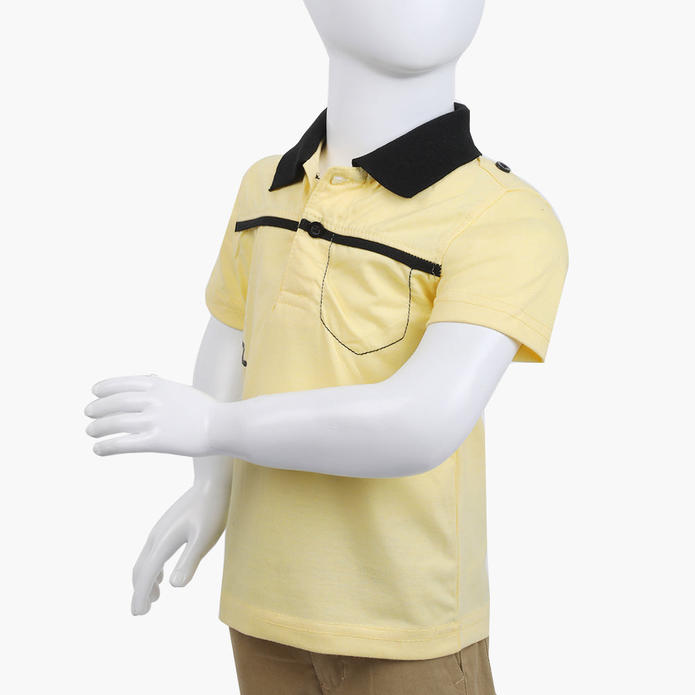 Boys Half Sleeves Polo T-Shirt - Lemon, Boys T-Shirts, Chase Value, Chase Value