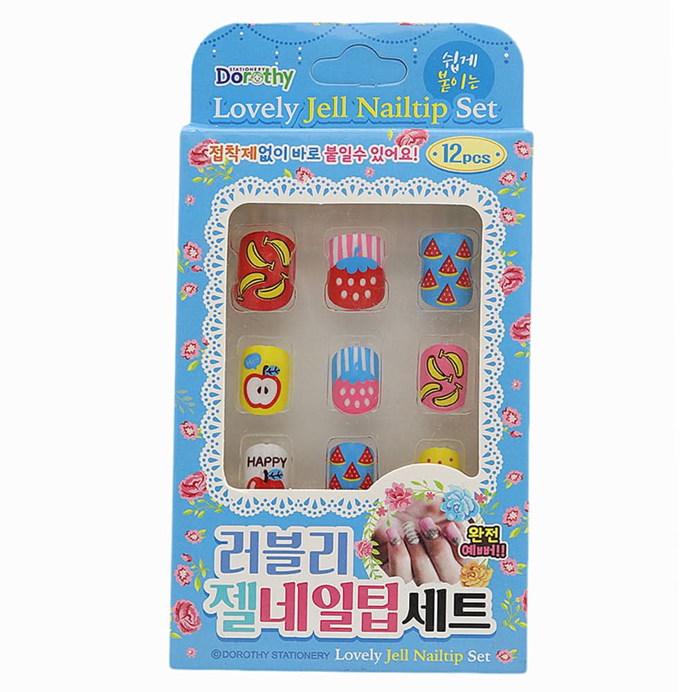 Girls Jell Nail Tip Set - Blue, Kids, Gift Set, Chase Value, Chase Value