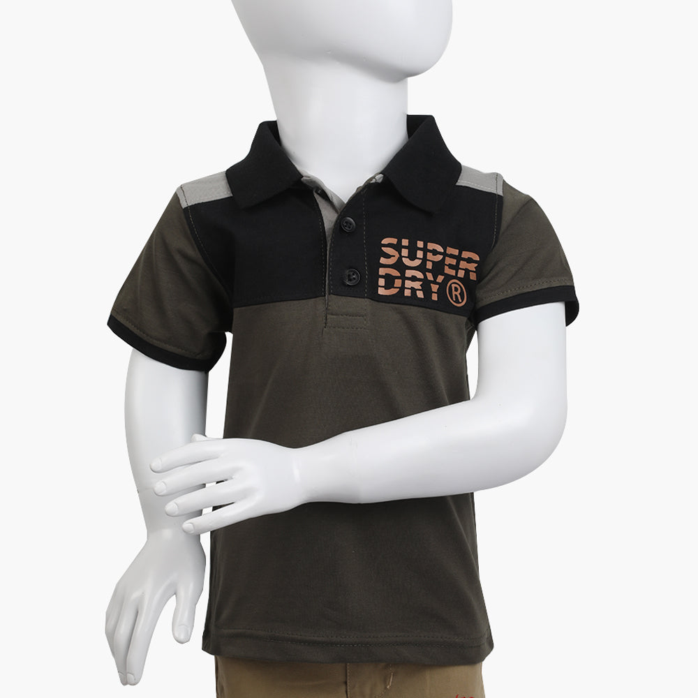 Boys Half Sleeves Polo T-Shirt - Olive Green, Boys T-Shirts, Chase Value, Chase Value