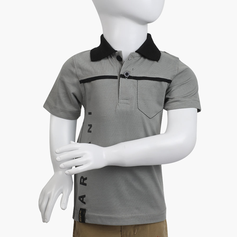 Boys Half Sleeves Polo T-Shirt - Grey, Boys T-Shirts, Chase Value, Chase Value