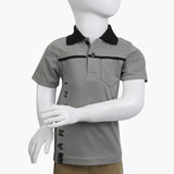 Boys Half Sleeves Polo T-Shirt - Grey, Boys T-Shirts, Chase Value, Chase Value
